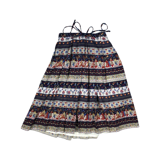 Vintage Abstract Folk Print Pleated Skirt 10