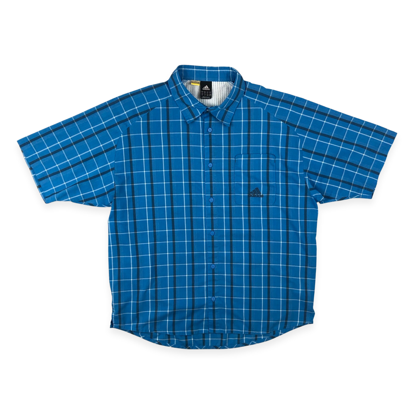 Vintage 00s Adidas Blue Plaid Button-up Shirt XXL