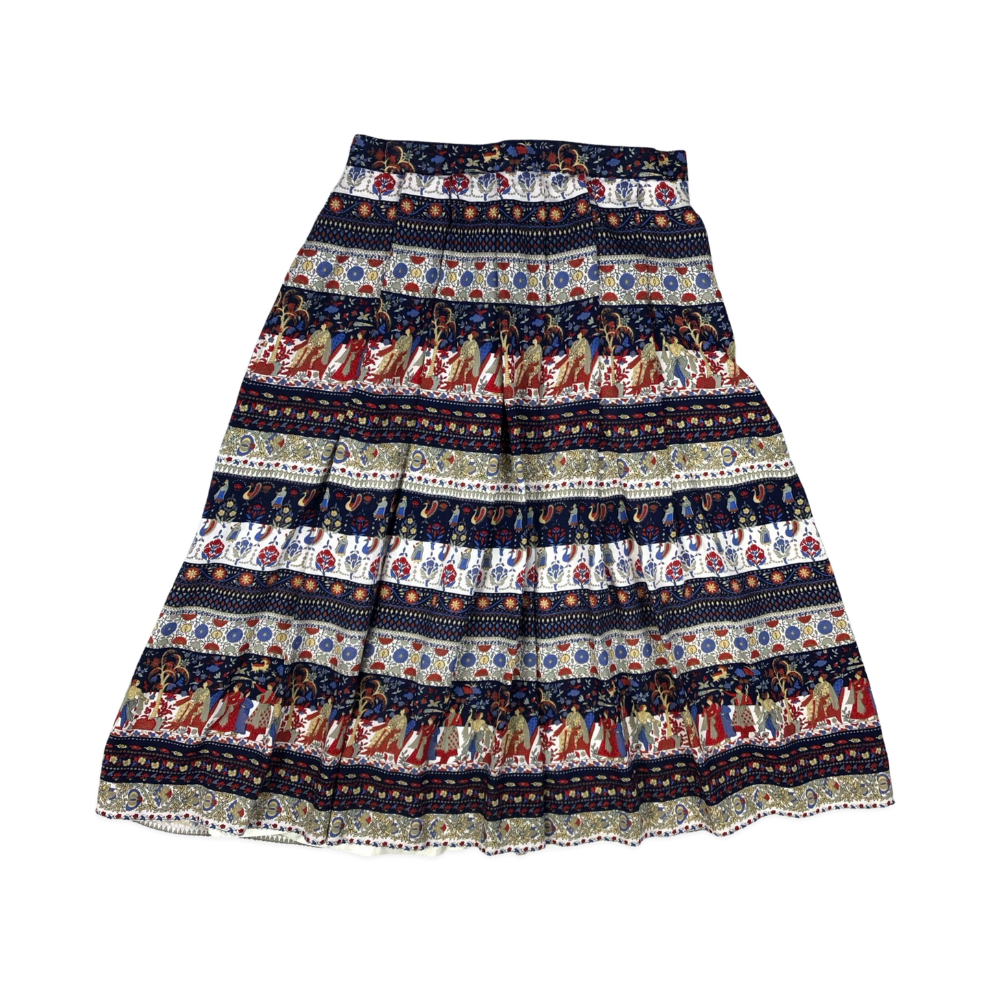 Vintage Abstract Folk Print Pleated Skirt 10