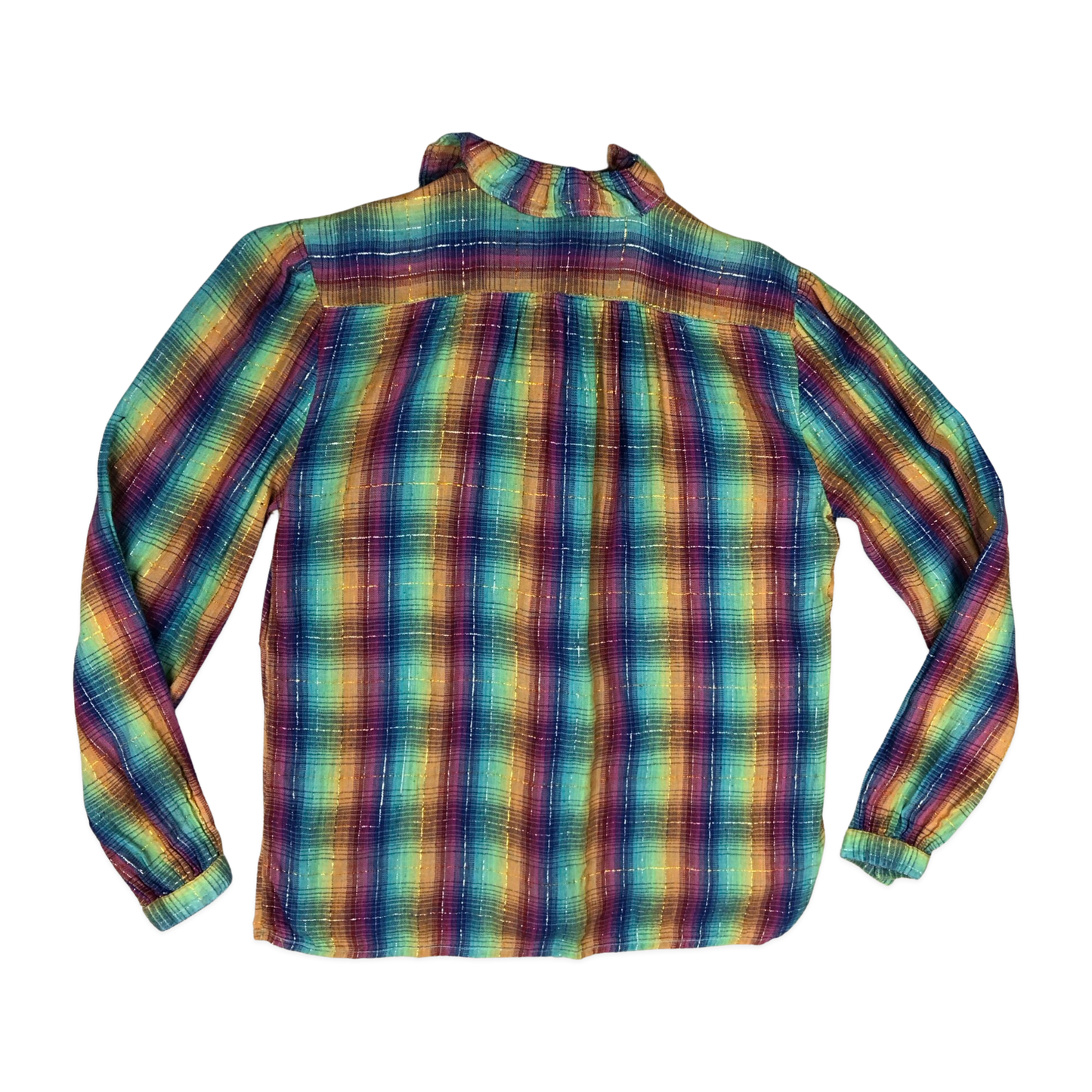 Vintage 80s 90s Multicolour Plaid Print Blouse 10