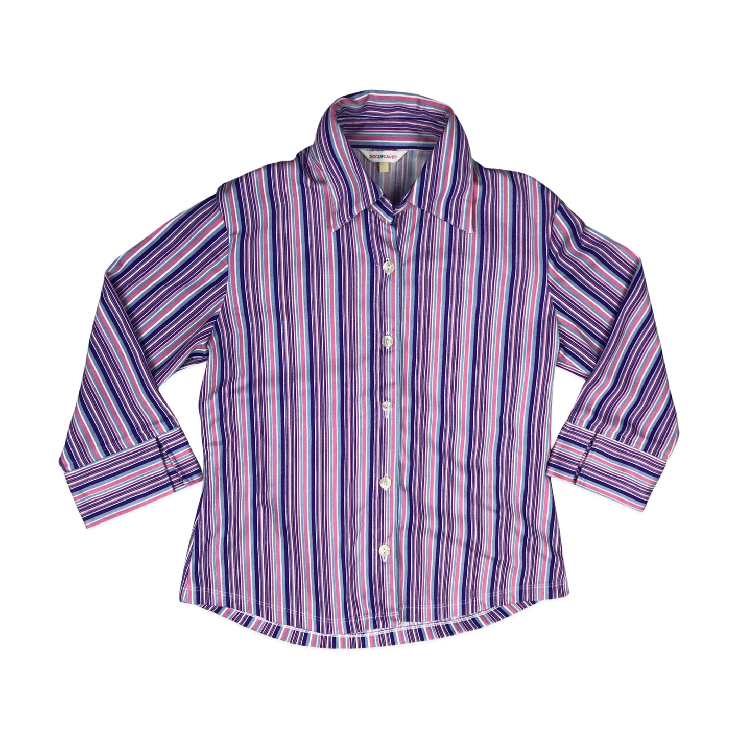 Vintage 90s Purple Striped Blouse 8