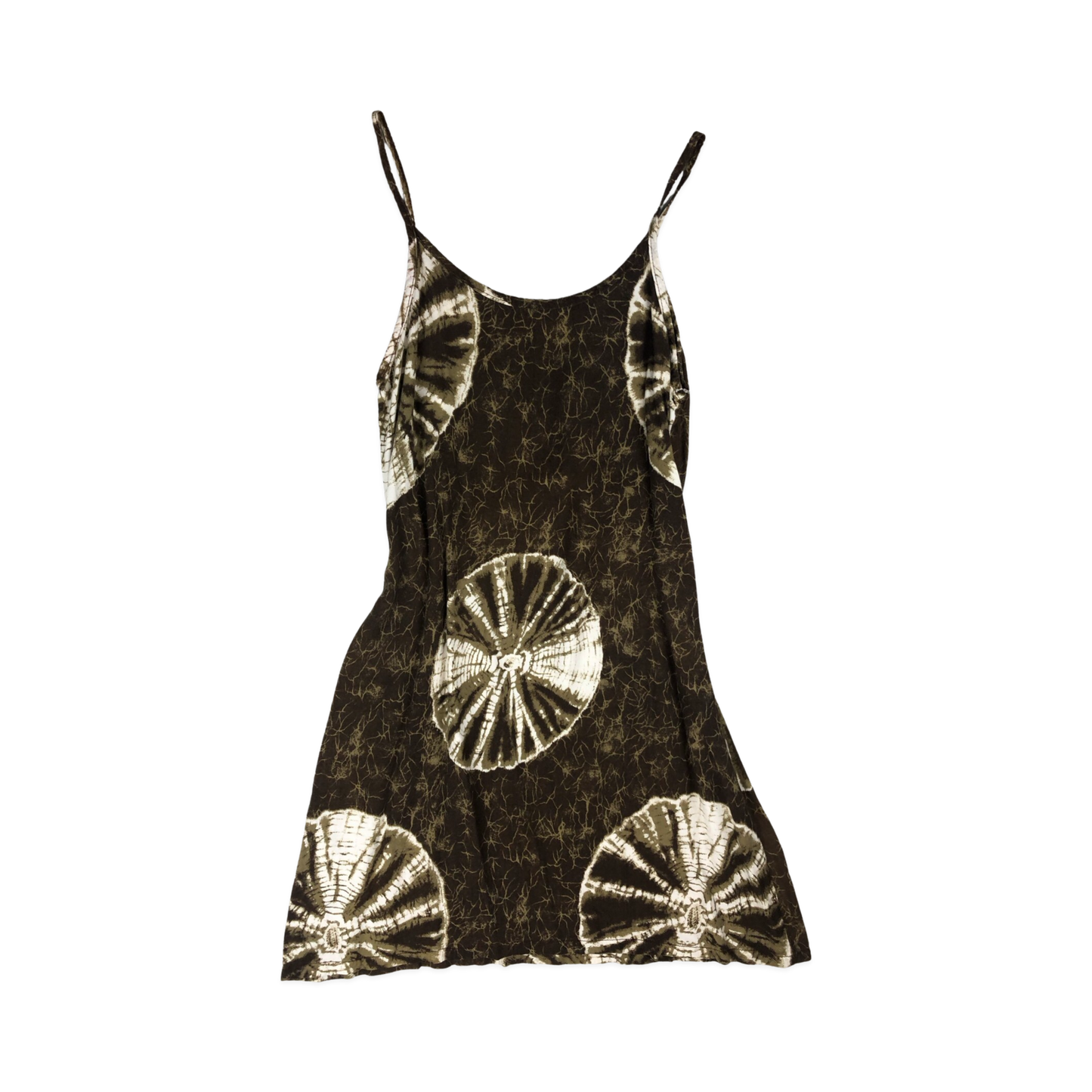 Vintage Brown Abstract Tie-dye Sleeveless Beach Dress 10