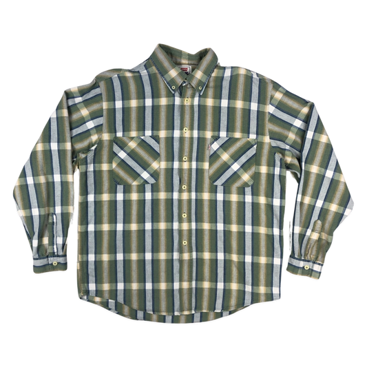 Vintage Levi's Green Plaid Flannel Shirt XL