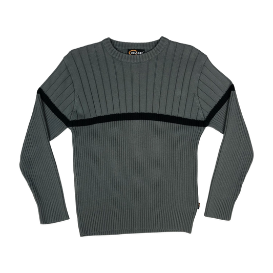 Vintage Y2K Grey Ribbed Knit Jumper S