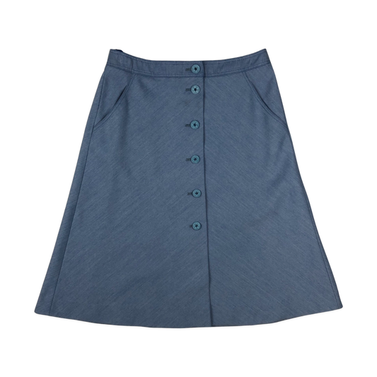 Vintage 60s 70s Blue A-line Skirt 12