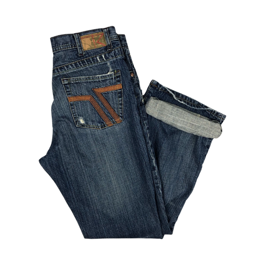 Vintage Flared Distressed Blue Jeans 31W 31L