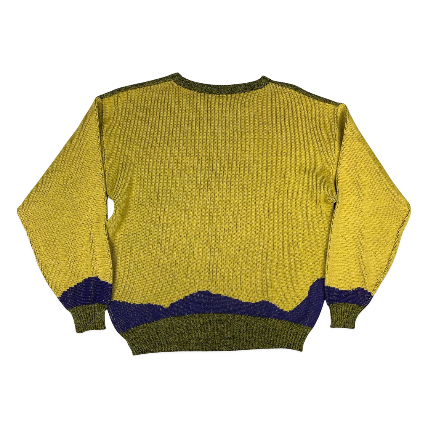 Vintage 80s Yellow Patterned Knit Jumper L