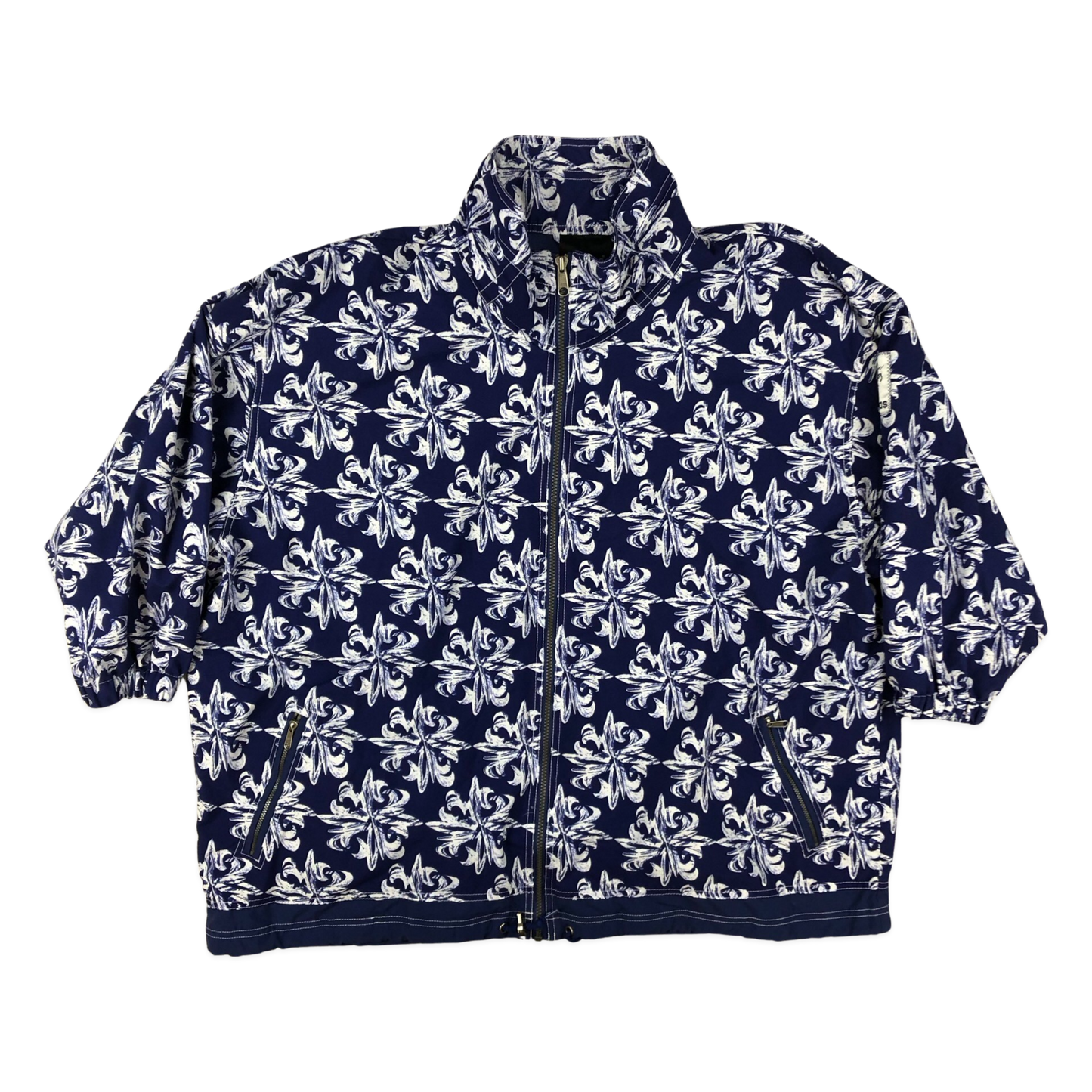 Vintage Adidas Abstract Pattern Navy and White Windbreaker 3XL