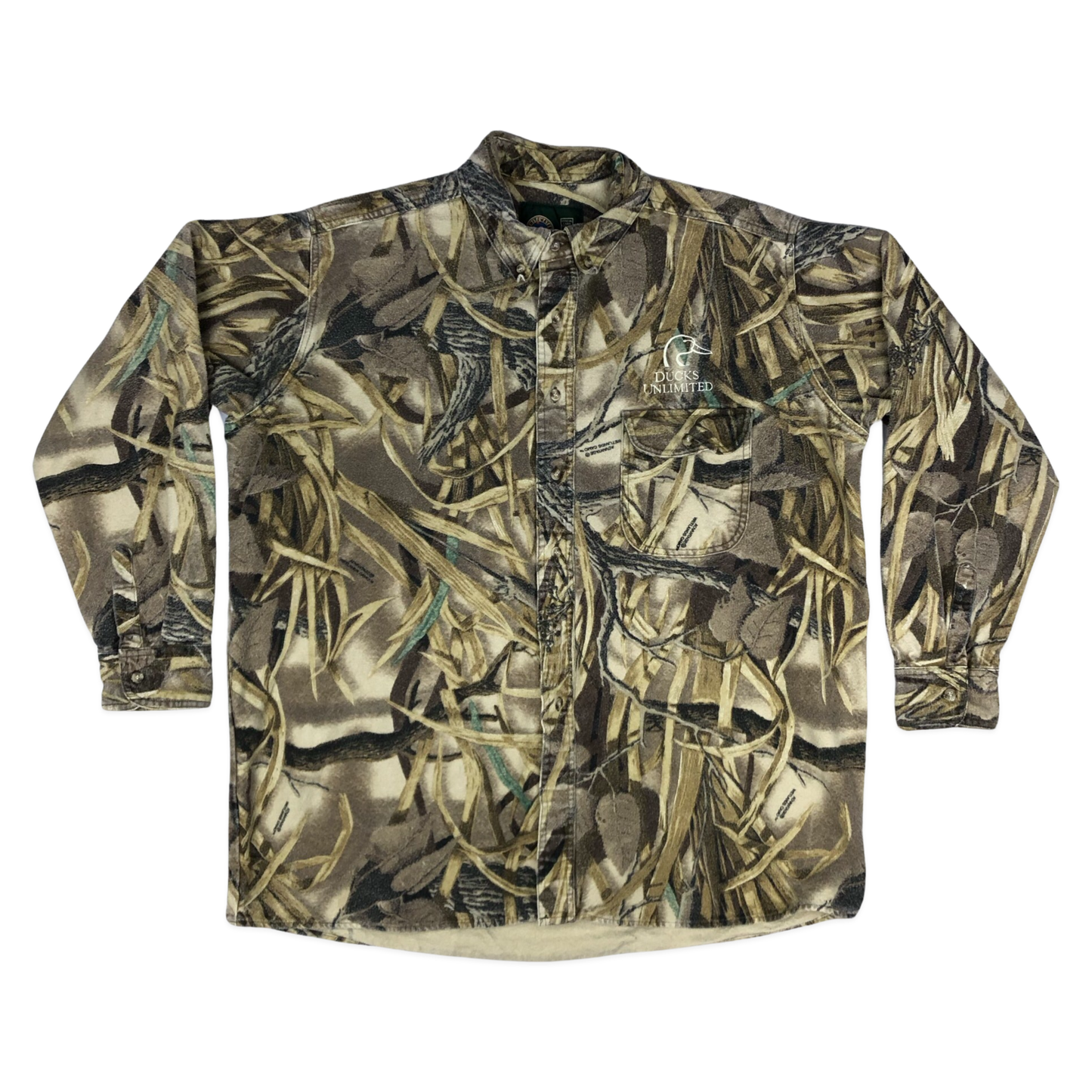 Vintage Hunting Camo Print Flannel Shirt 3XL