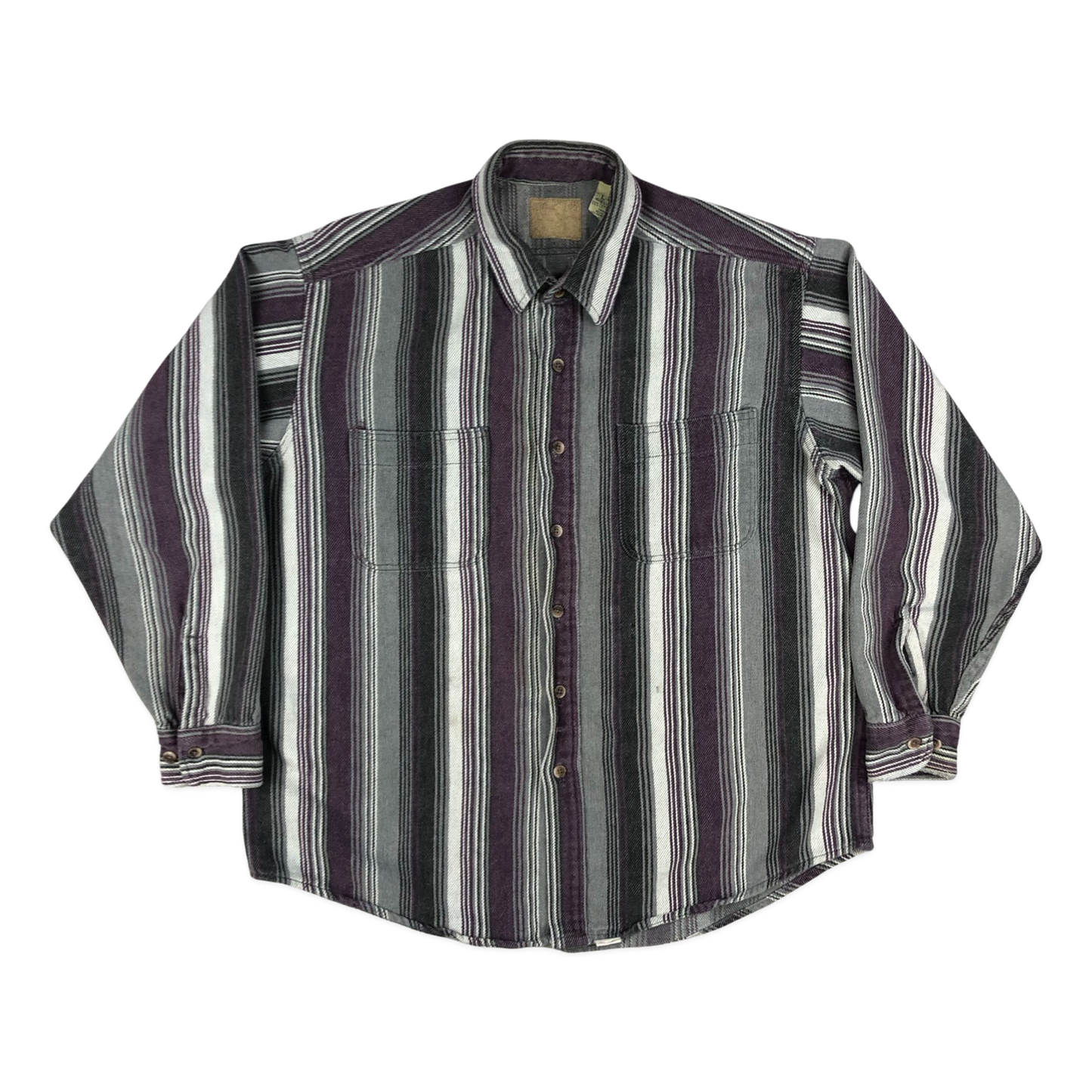 Vintage Purple and Grey Striped Flannel Shirt XL