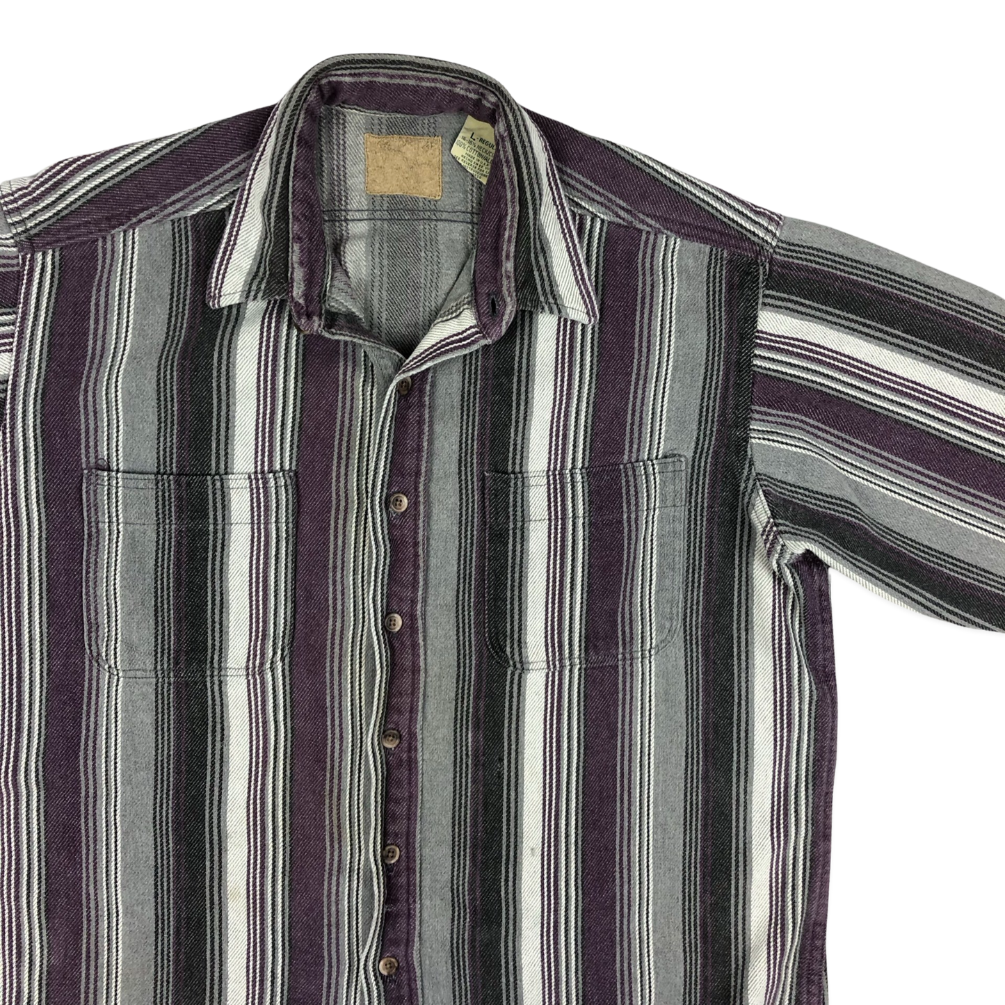 Vintage Purple and Grey Striped Flannel Shirt XL