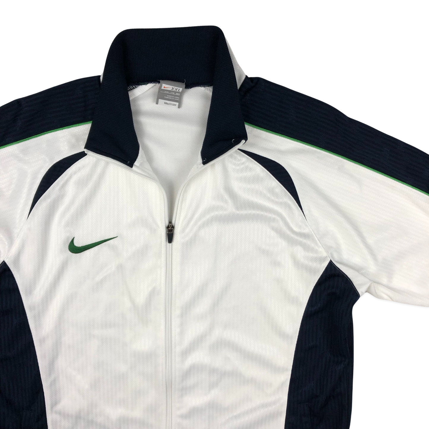 Vintage 00s Nike White and Navy Track Jacket XL
