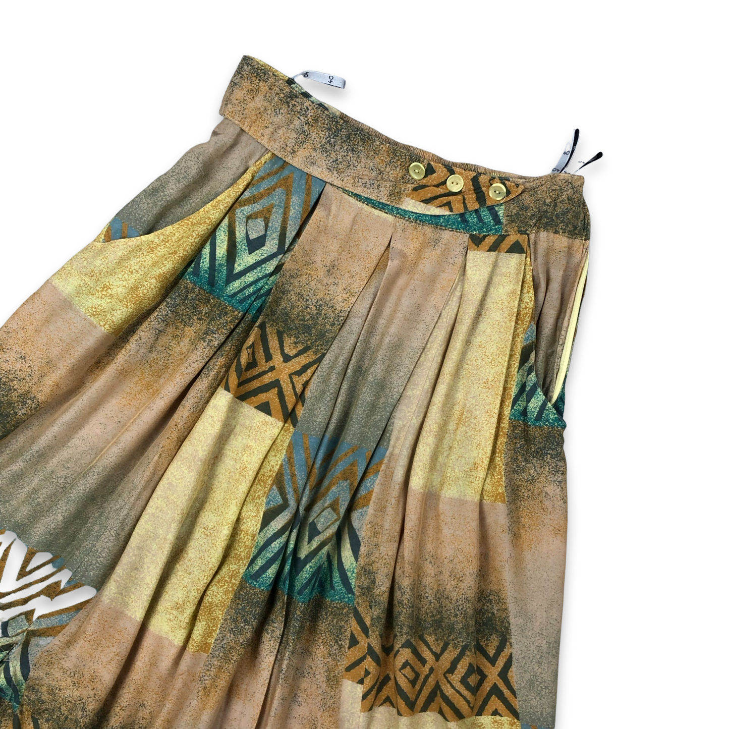 Vintage 70S 80S Abstract Print Midi Skirt 12