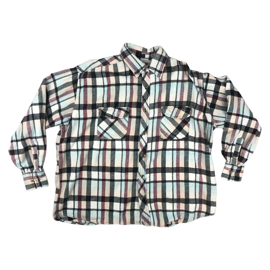 Vintage Plaid Heavy Flannel Shirt XL