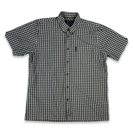 Vintage Ben Sherman Grey and White Plaid Short Sleeved Shirt XL