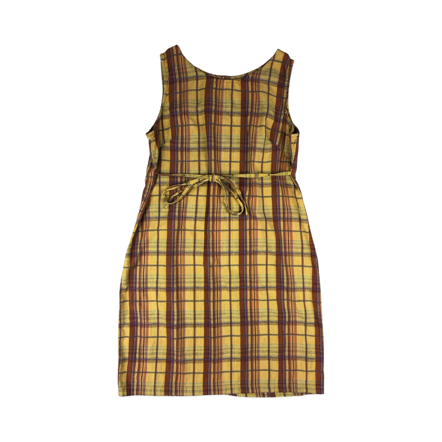 Vintage Brown Plaid Sleeveless Dress 10