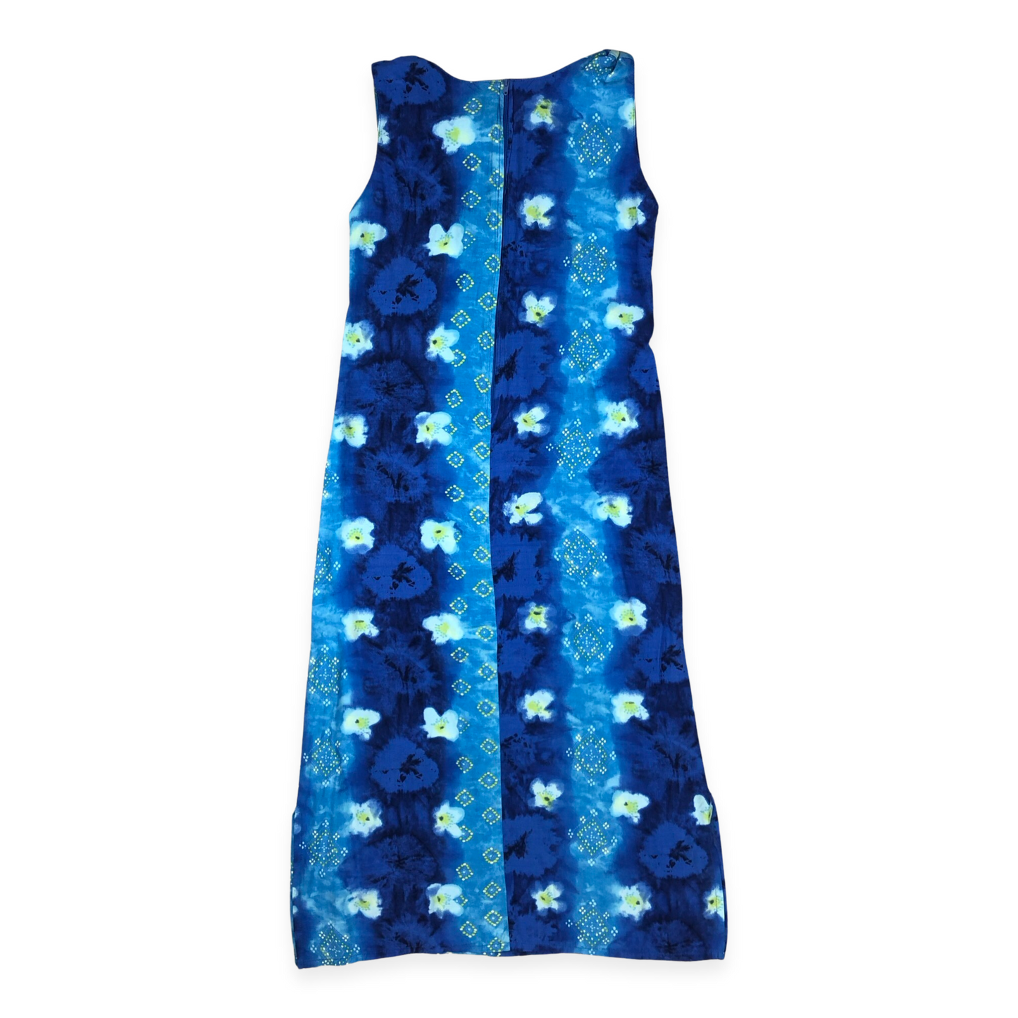 Vintage Blue Floral Print Sleeveless Beach Dress 6