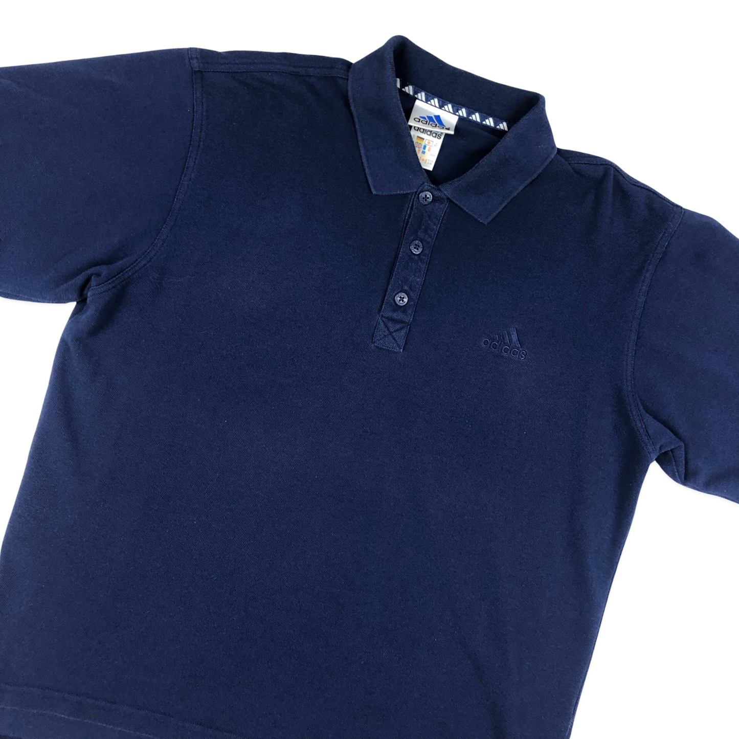 Vintage 90s Adidas Plain Navy Polo Shirt XL