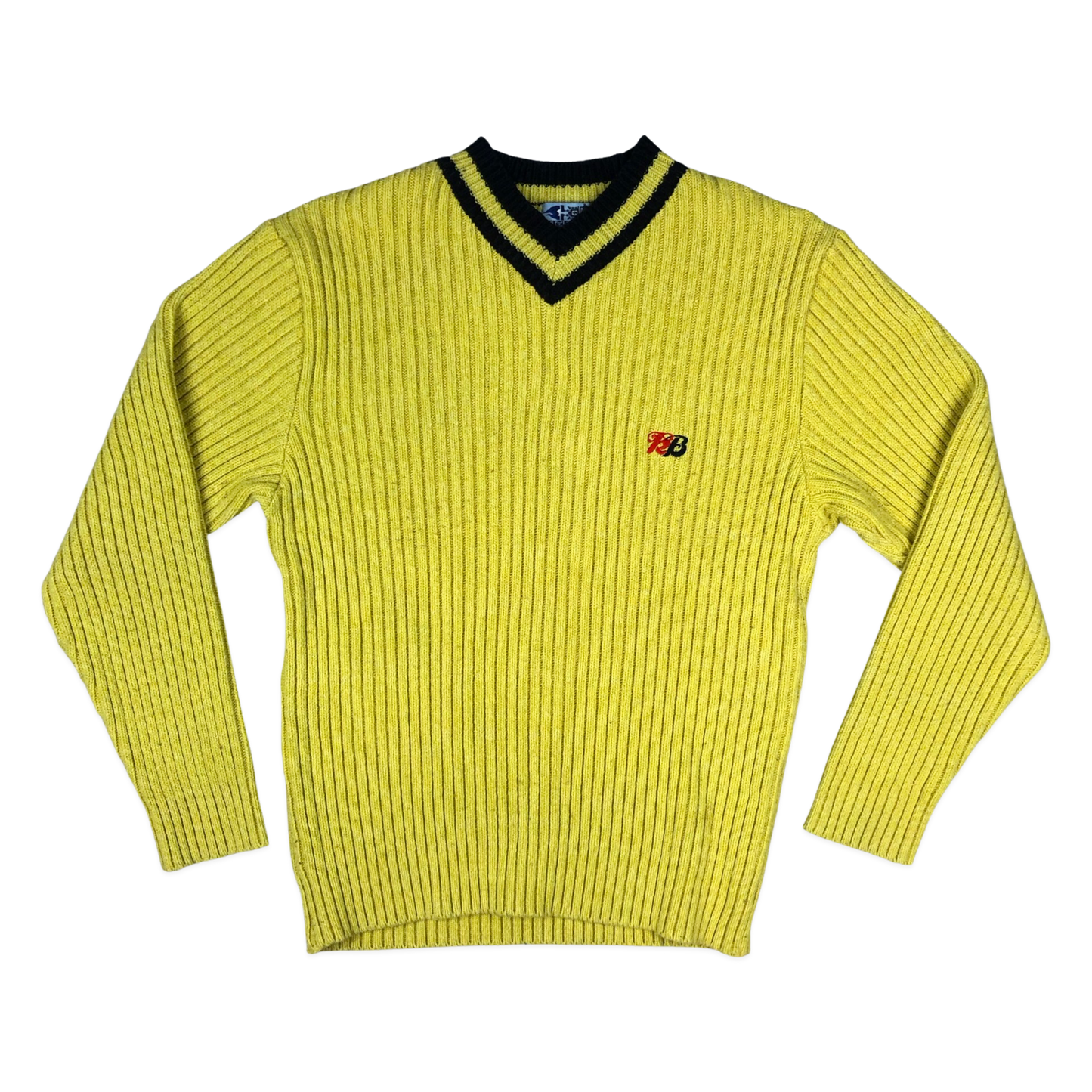 Vintage Yellow Ribbed Knit Jumper M