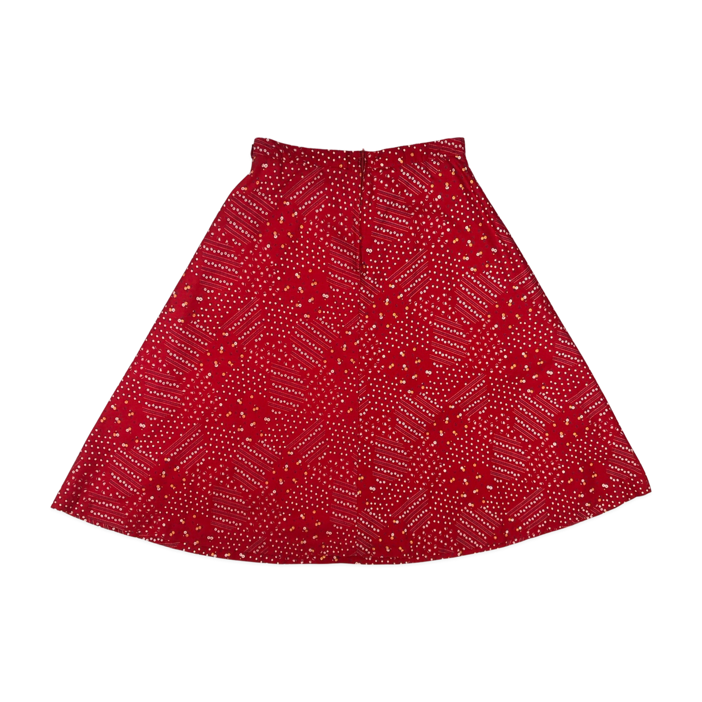 Vintage 70s Red Floral Print Skirt 8