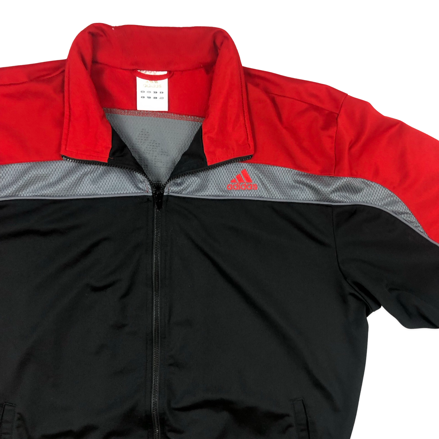 Vintage 00s Adidas Red and Black Zip-up Track Jacket XXL