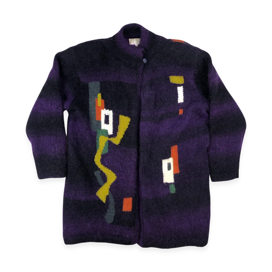 Vintage Purple Mohair Knit Cardigan 12 14 16