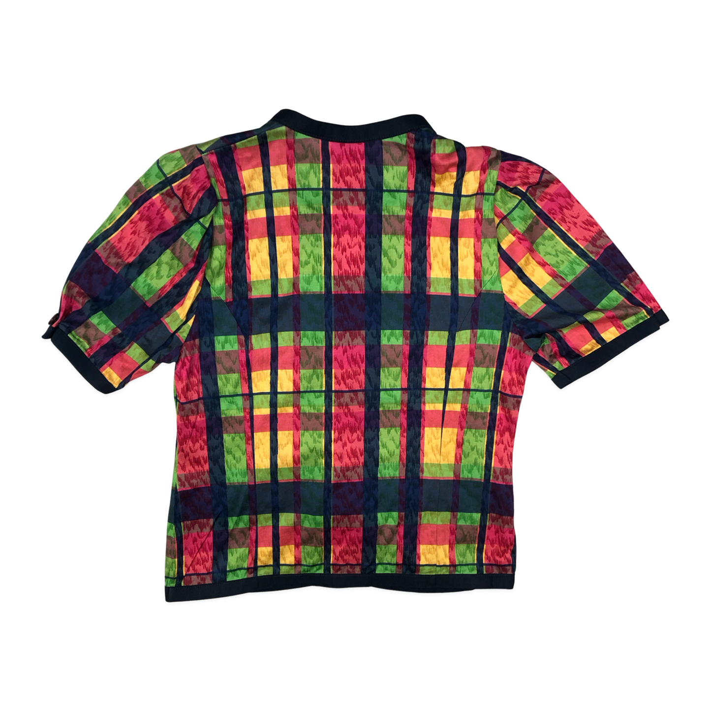 Vintage 80s 90s Plaid Print Multicolour Blouse 8