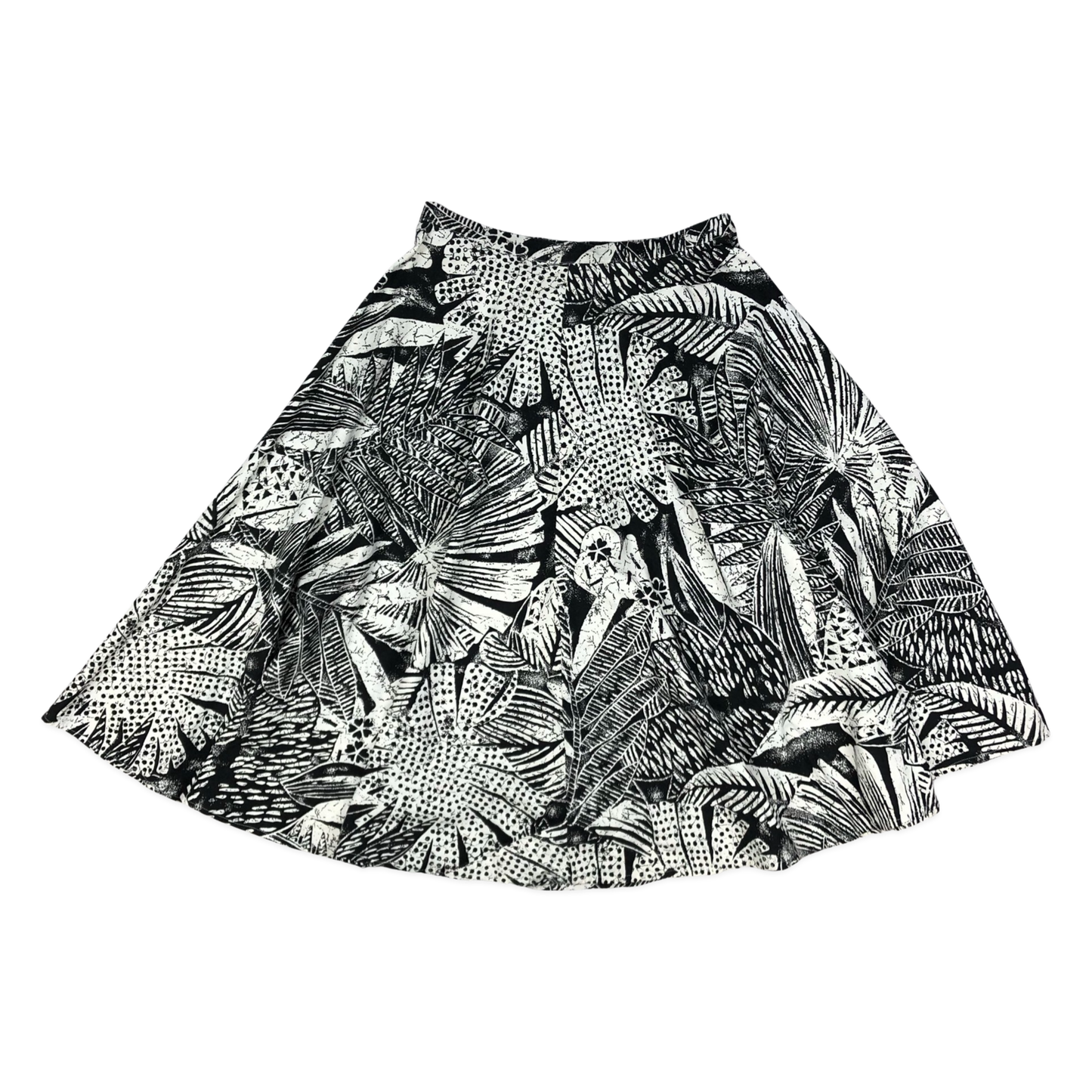 Vintage Black and White Botanical Print A-line Skirt 10