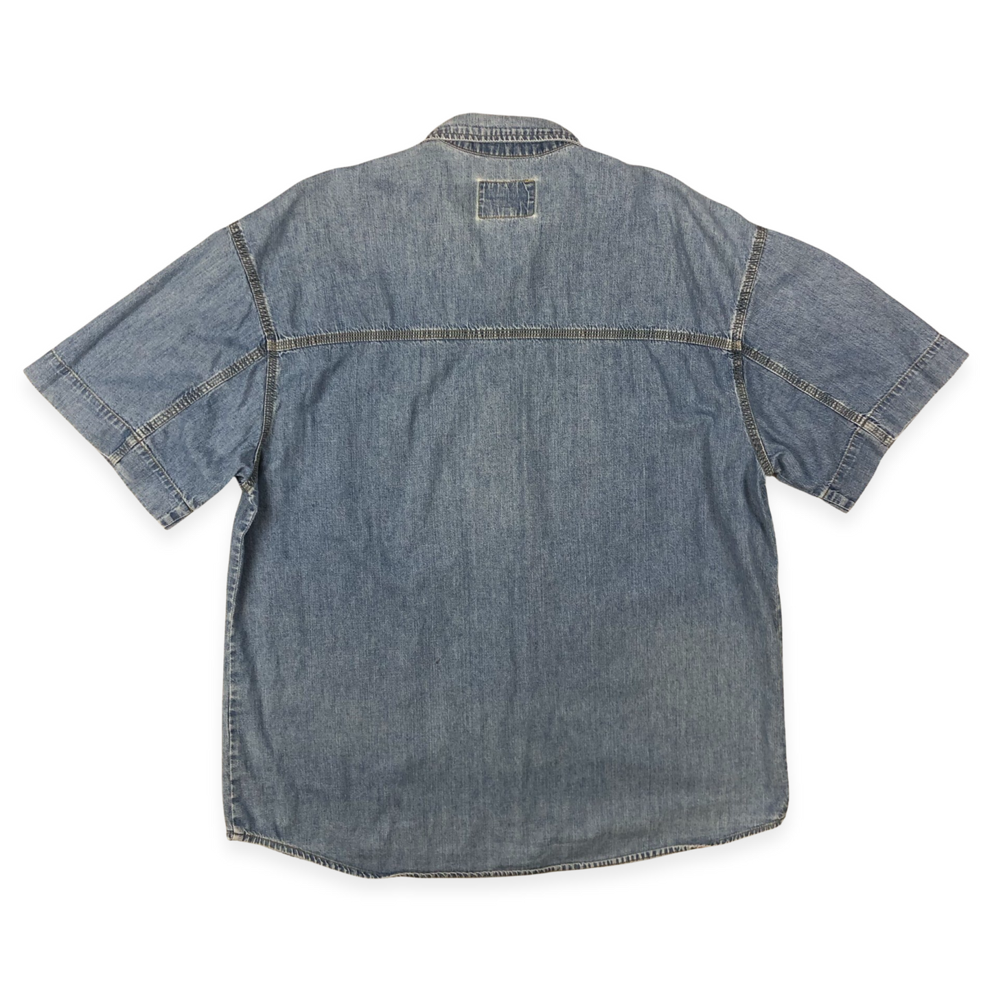 Vintage Short-sleeved Denim Shirt XXL