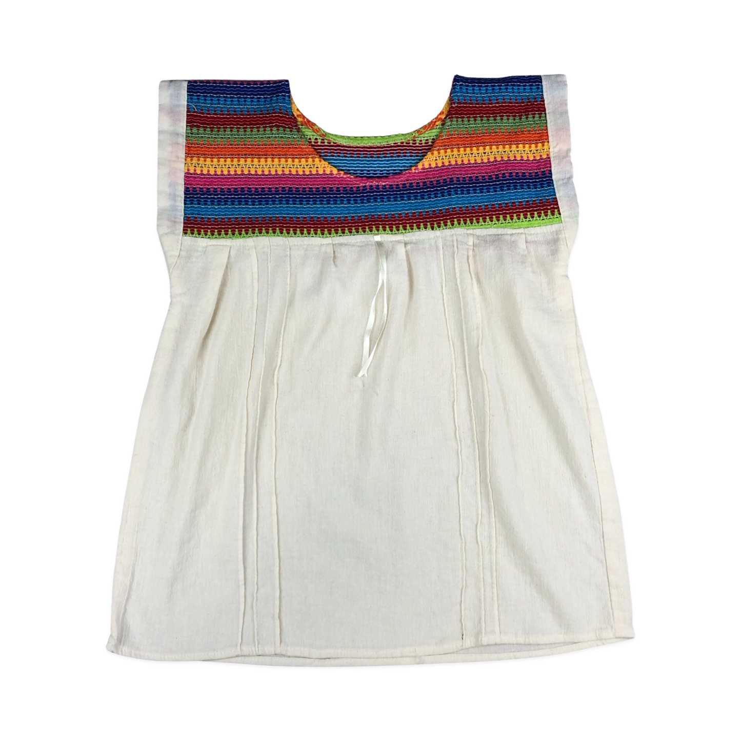 Vintage 70s Rainbow Crochet White Linen Blouse 10