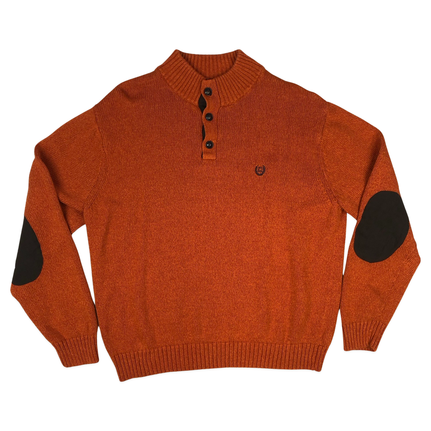 Vintage Chaps Orange Knit 1/4 Button Turtleneck Jumper XXL