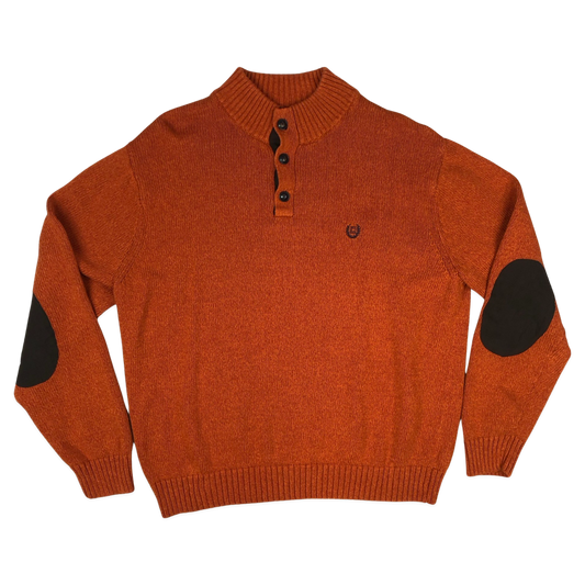 Vintage Chaps Orange Knit 1/4 Button Turtleneck Jumper XXL