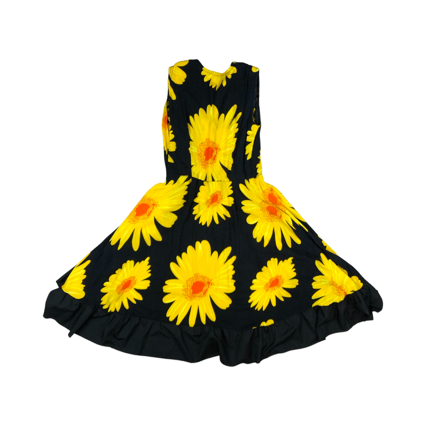 Vintage Black and Yellow Sleeveless Floral Print Dress 10