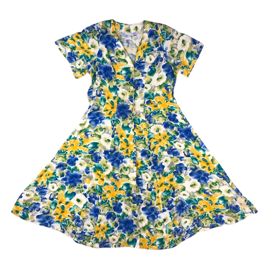 Vintage Floral Print Button-up Dress 14