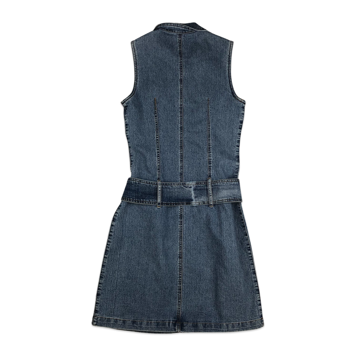 Vintage 90s Y2K Sleeveless Stonewash Denim Dress 10