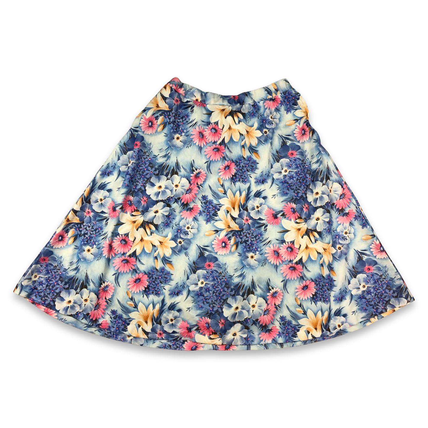 Vintage Blue Floral Midi Skirt 14