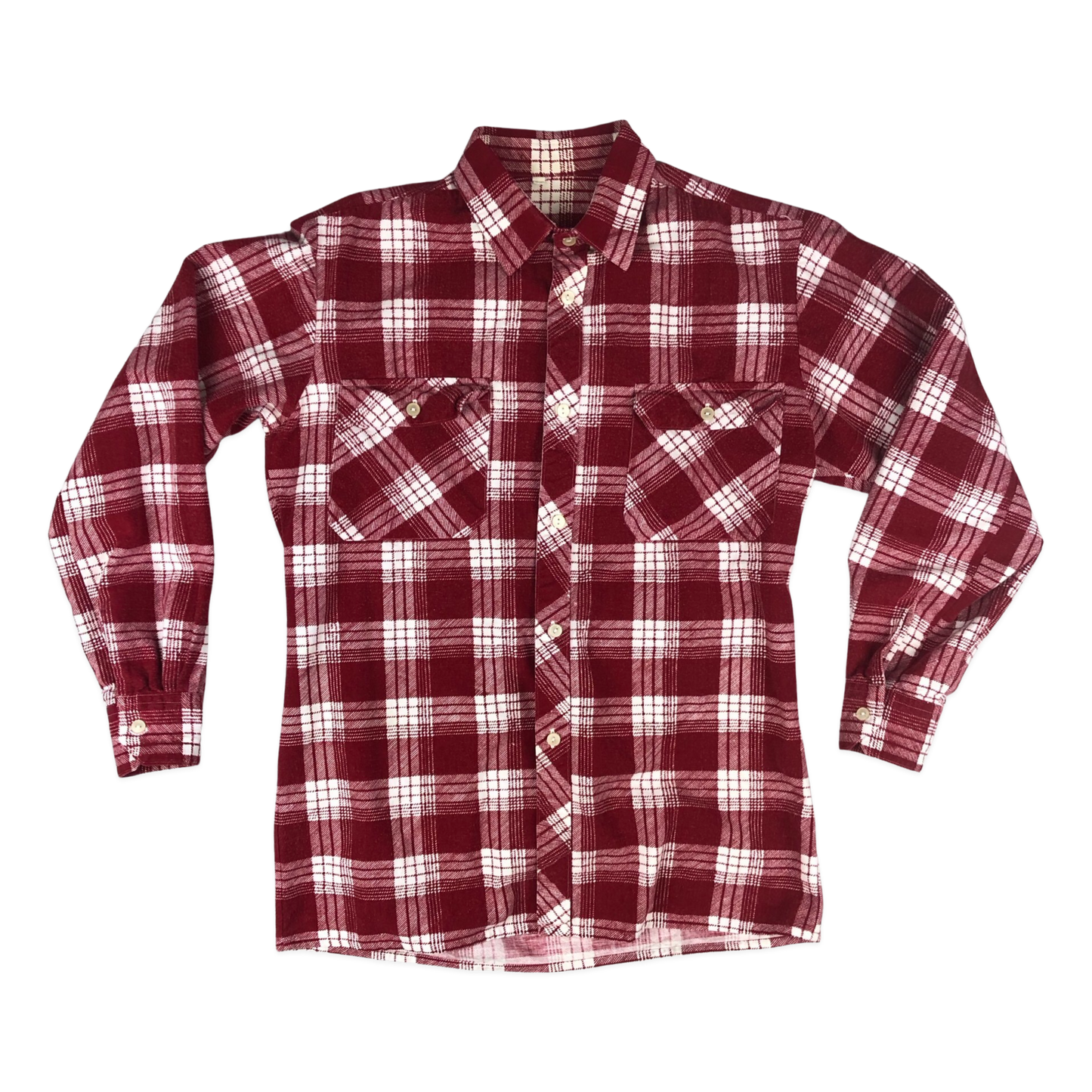 Vintage Red and White Plaid Flannel Shirt M