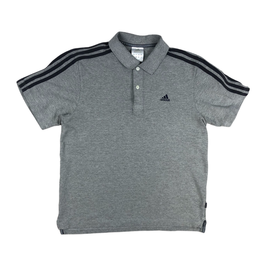 Preloved 00s Adidas Grey Polo Shirt M