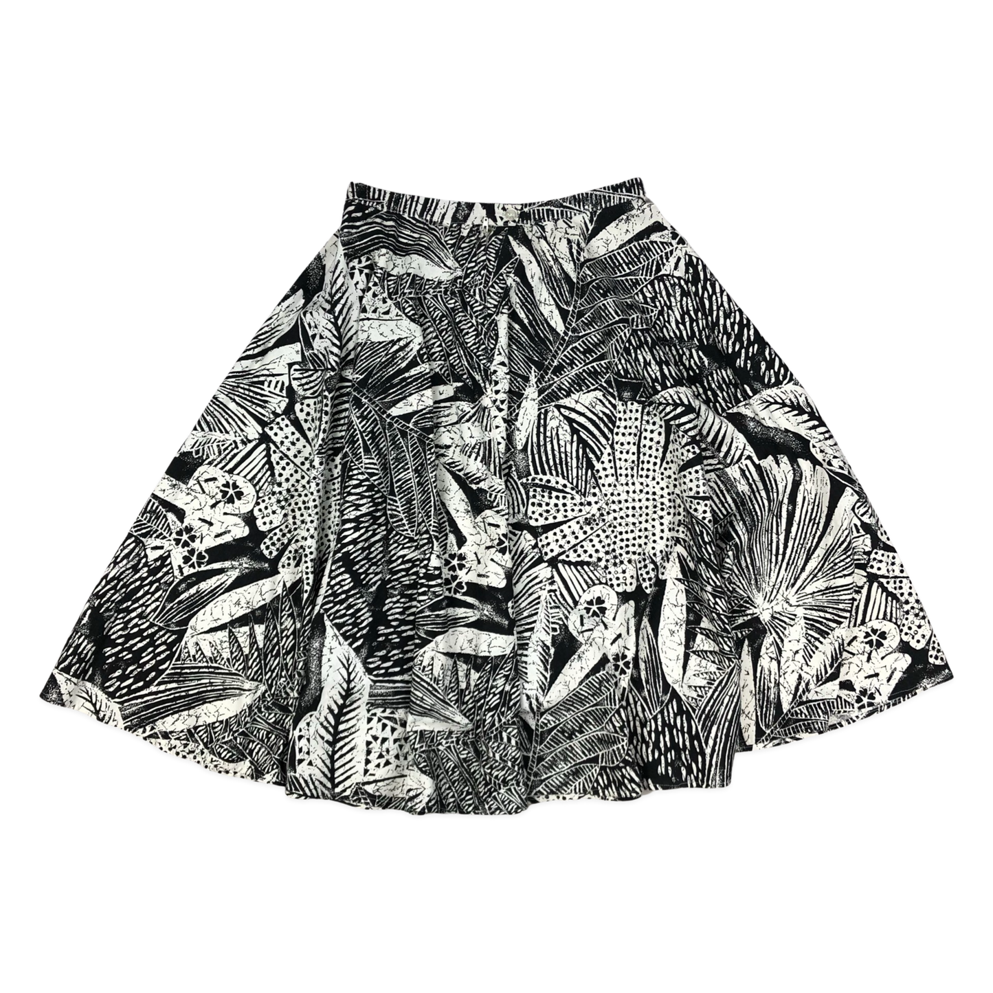 Vintage Black and White Botanical Print A-line Skirt 10