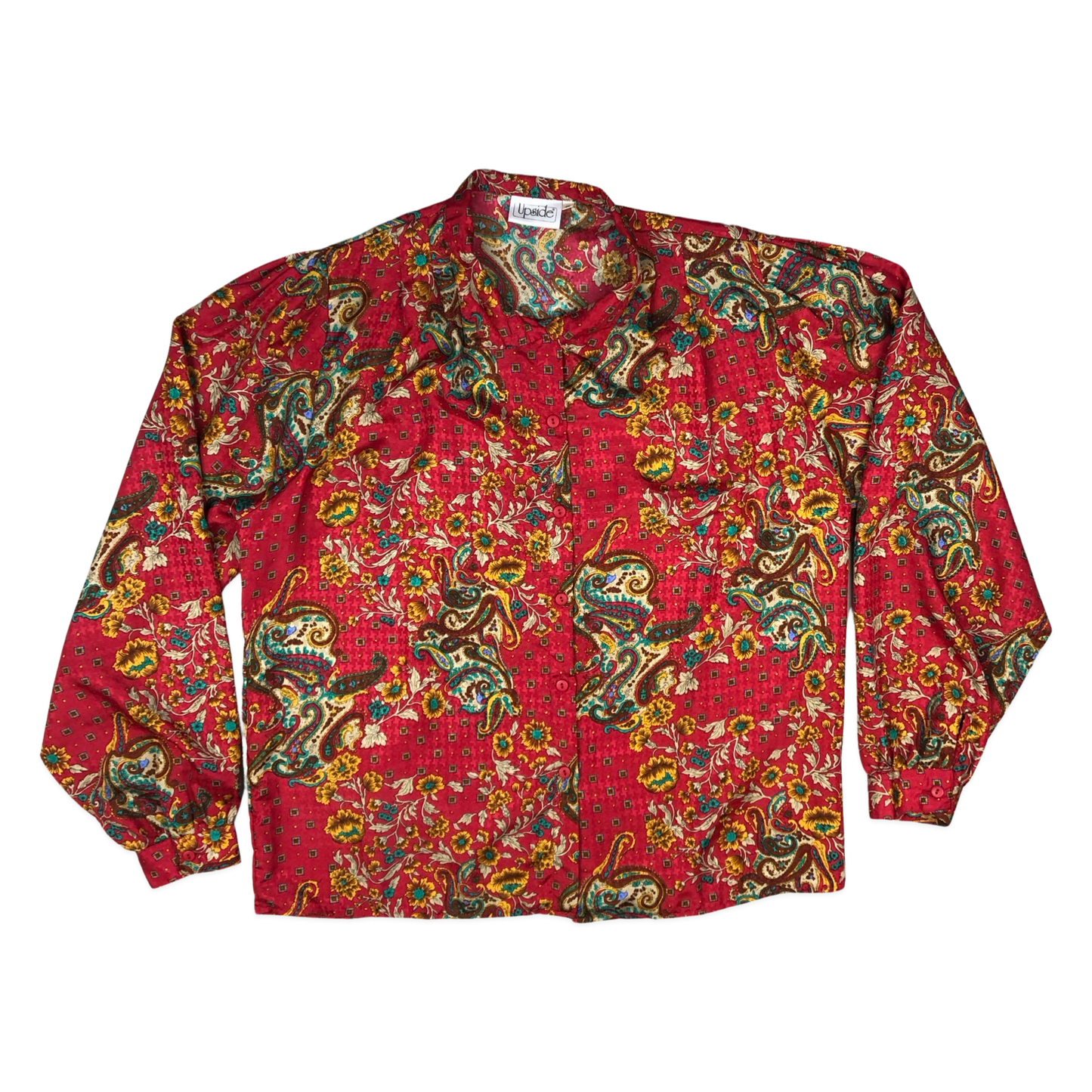 Vintage Red Paisley Print Blouse 16 18