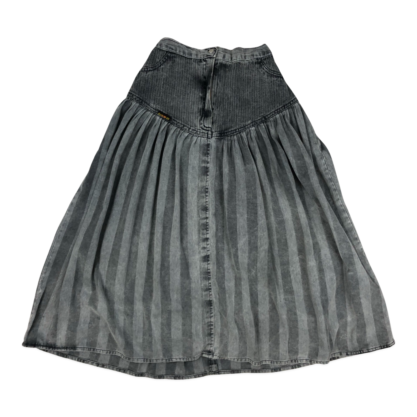 Vintage Grey Denim Pleated Skirt 6 8 10 12