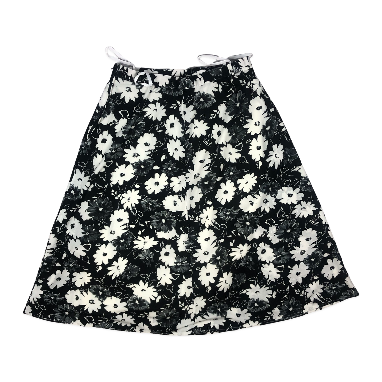 Vintage 60s 70s Black Floral Skirt 12