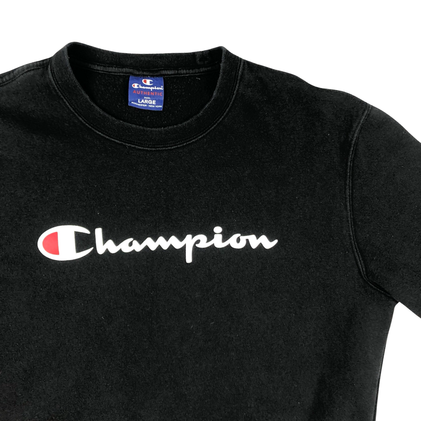 Vintage Champion Black Spell Out Sweatshirt L