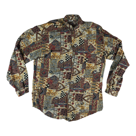 Vintage Multicolour Abstract Print Shirt L