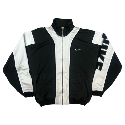 Vintage 90s Nike Grey and White Zip-up Track Jacket XXL