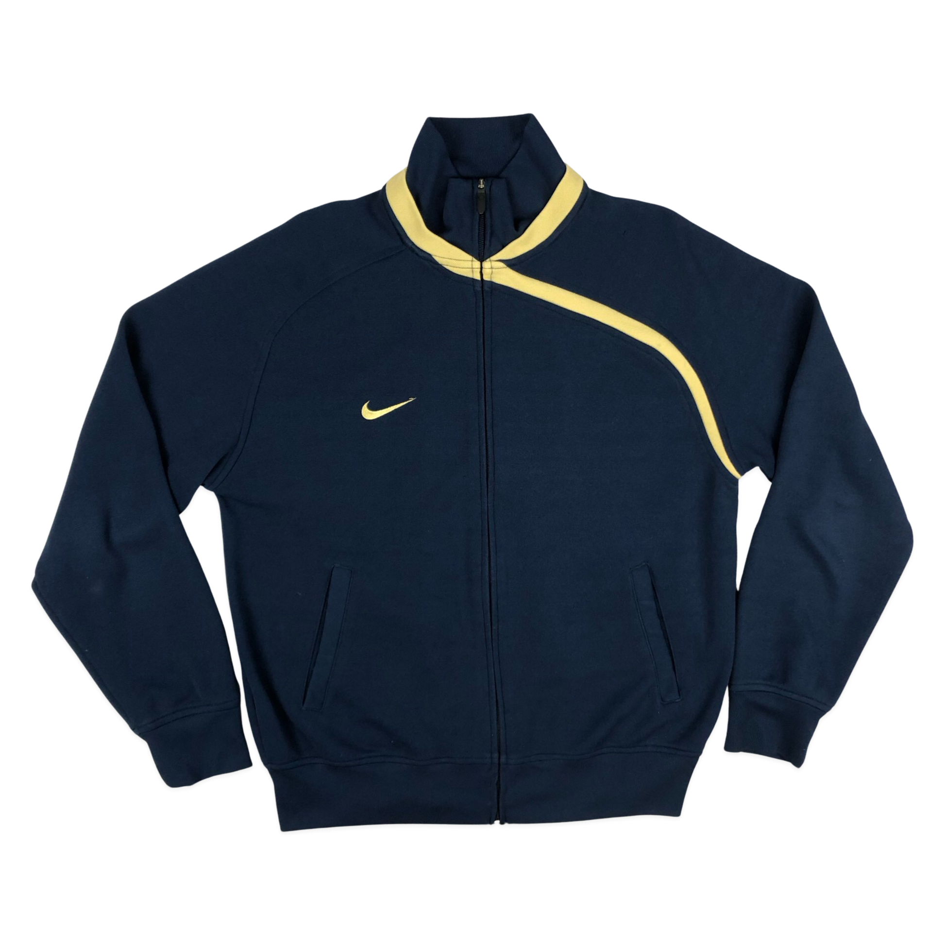 Vintage 00s Nike Navy and Beige Track Jacket L