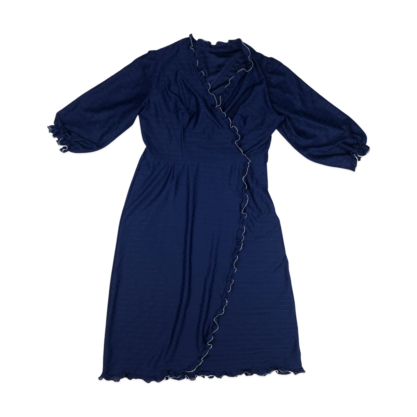 Vintage 80s Wrap Navy Dress 12