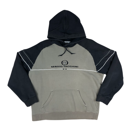 Vintage Sergio Tacchini Navy and Grey Hoodie L