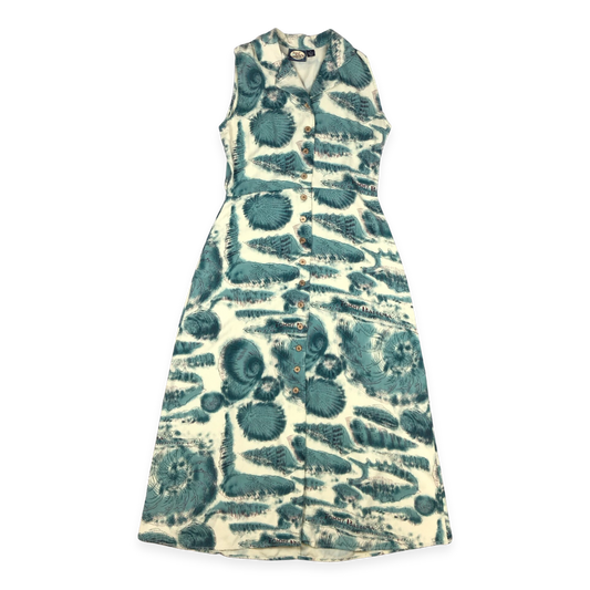 Vintage Tommy Bahama Blue Silk Sleeveless Shell Maxi Dress 10
