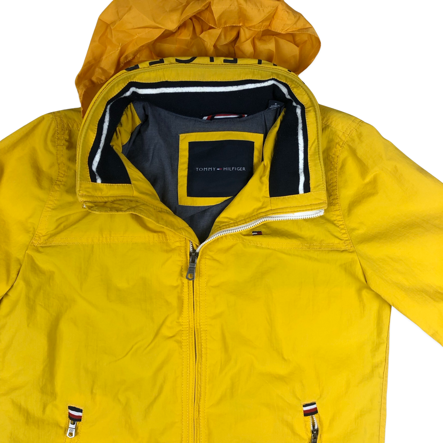 Vintage Tommy Hilfiger Yellow Zip-up Raincoat M